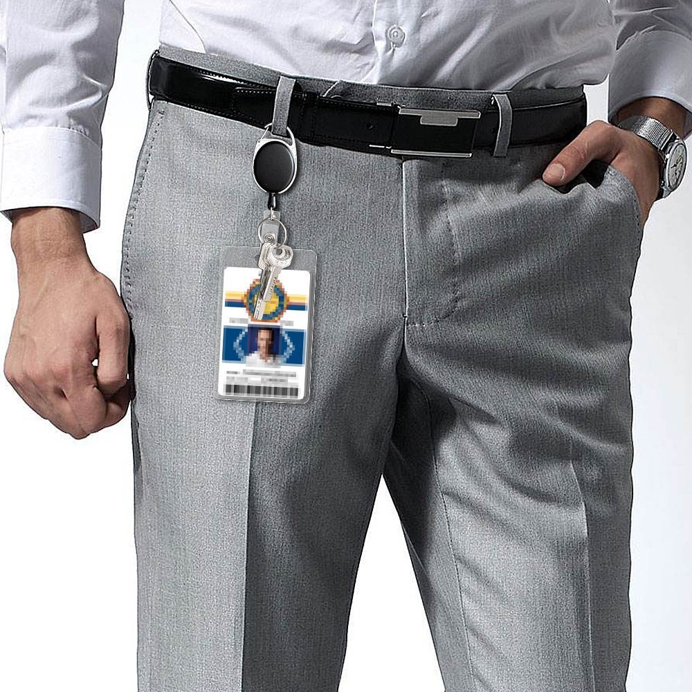 Best Sale Durable Retractable Badge Reel Keyring Clip With Waterproof Card Pouch For ID Card Holder