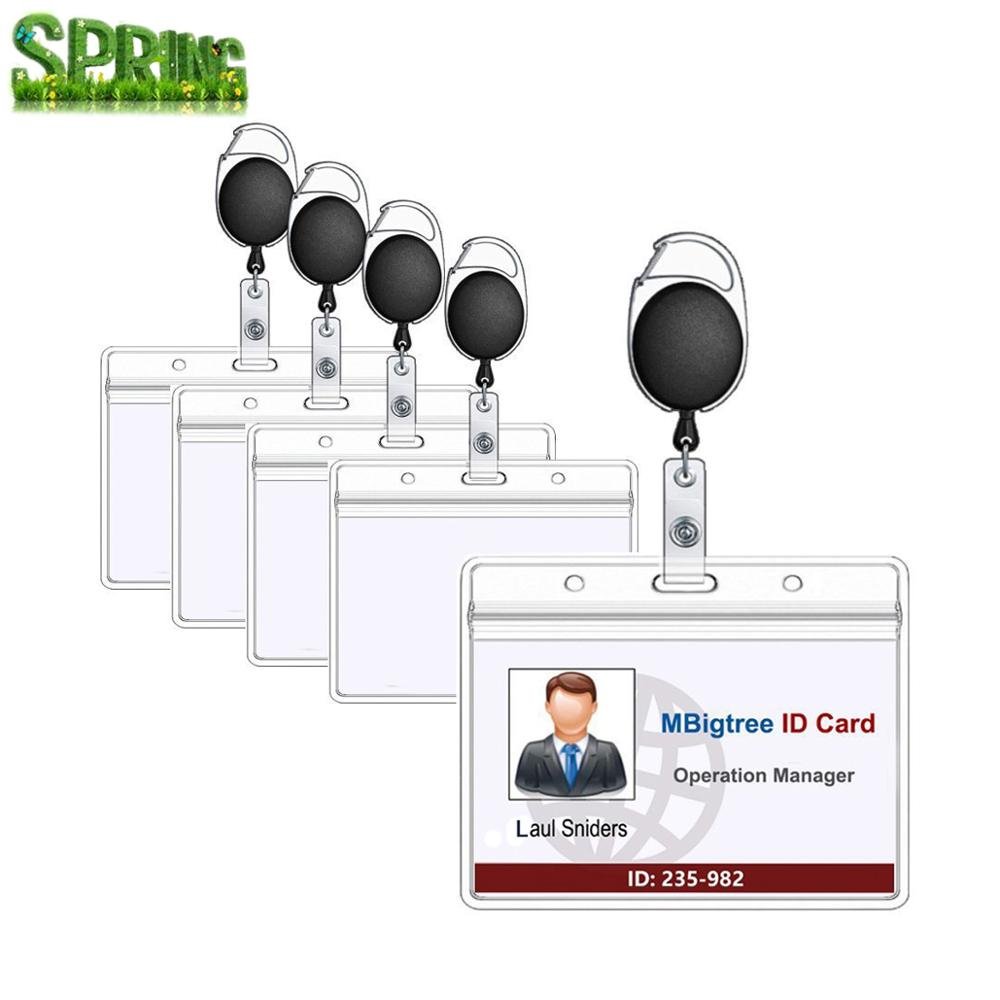 Best Sale Durable Retractable Badge Reel Keyring Clip With Waterproof Card Pouch For ID Card Holder