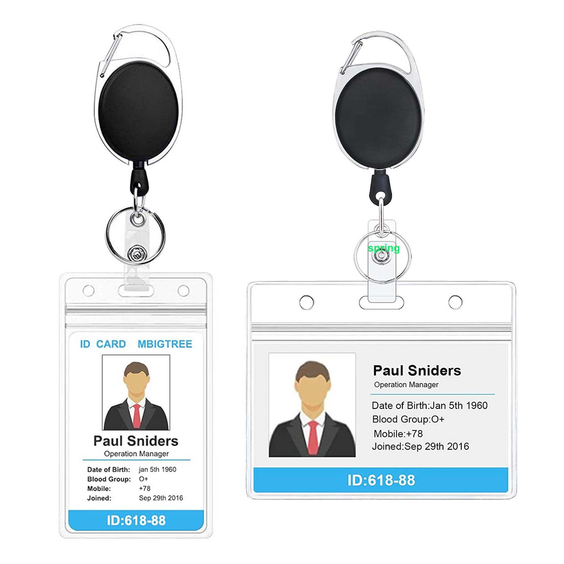 Best Sale Durable Retractable Badge Reel Keyring Clip With Waterproof Card Pouch For ID Card Holder