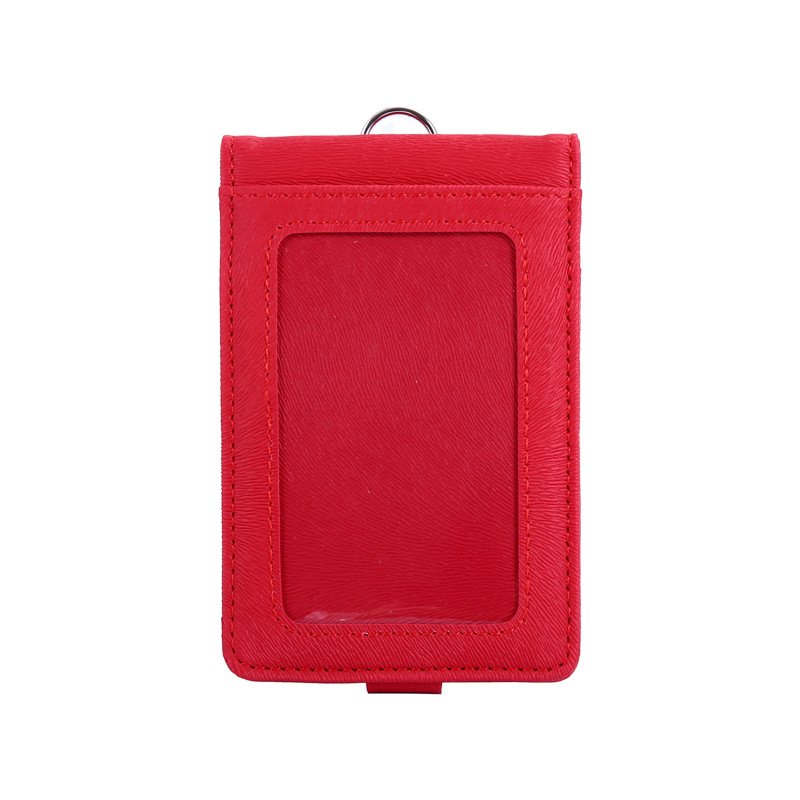 Premium PU Leather Folding ID Card Holder Vertical Badge Holder with1ID Window and 5 Card Slots