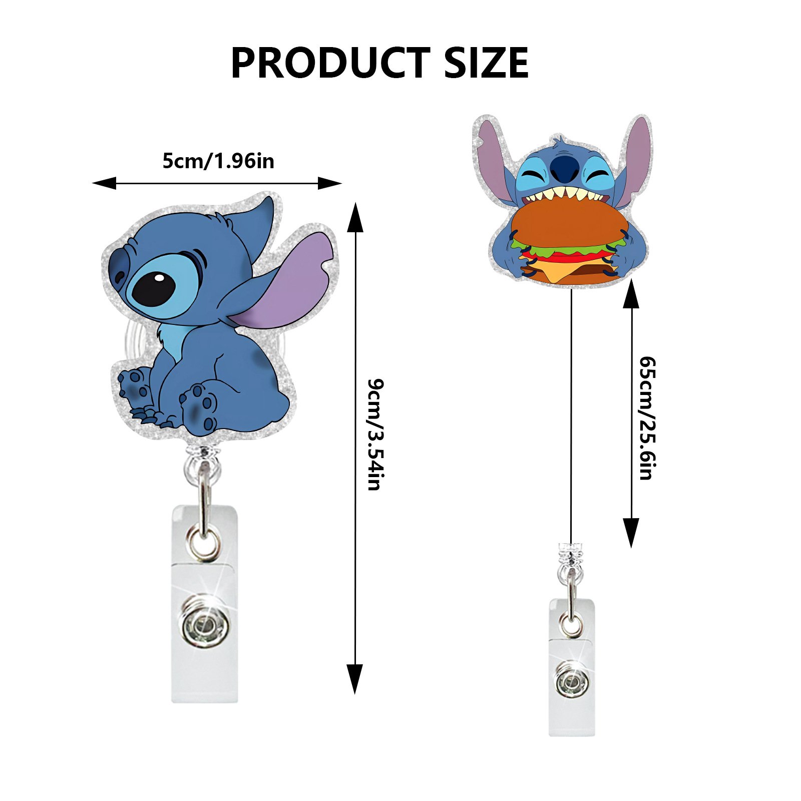 Stitch Acrylic Retractable Nurse Badge Reel ID Name Card Badge Holder with Alligator Clip for Nursing Student Christmas Gift