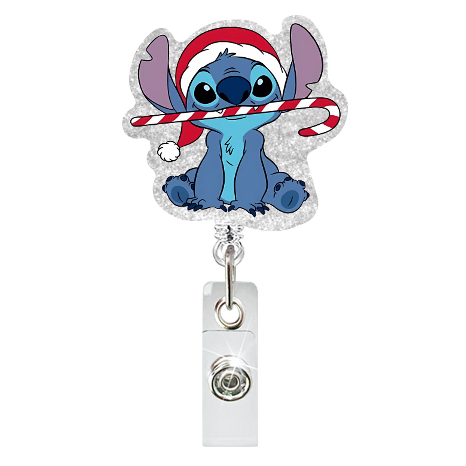 Stitch Acrylic Retractable Nurse Badge Reel ID Name Card Badge Holder with Alligator Clip for Nursing Student Christmas Gift