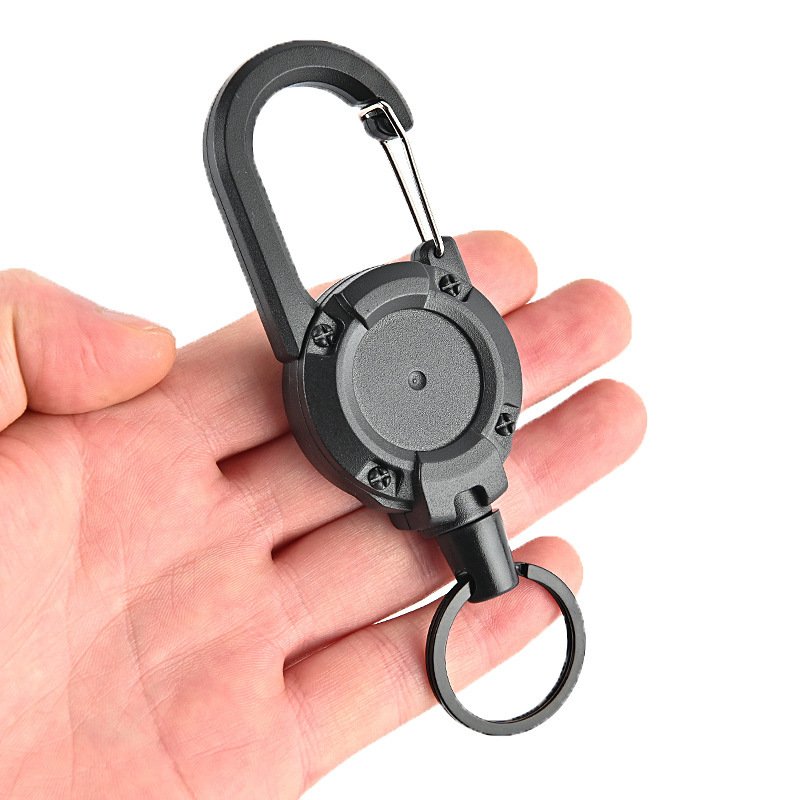 Retractable Reel Clip Keychain Heavy Duty Steel Wire Badge Holder ID Keyring for Outdoor Climbing