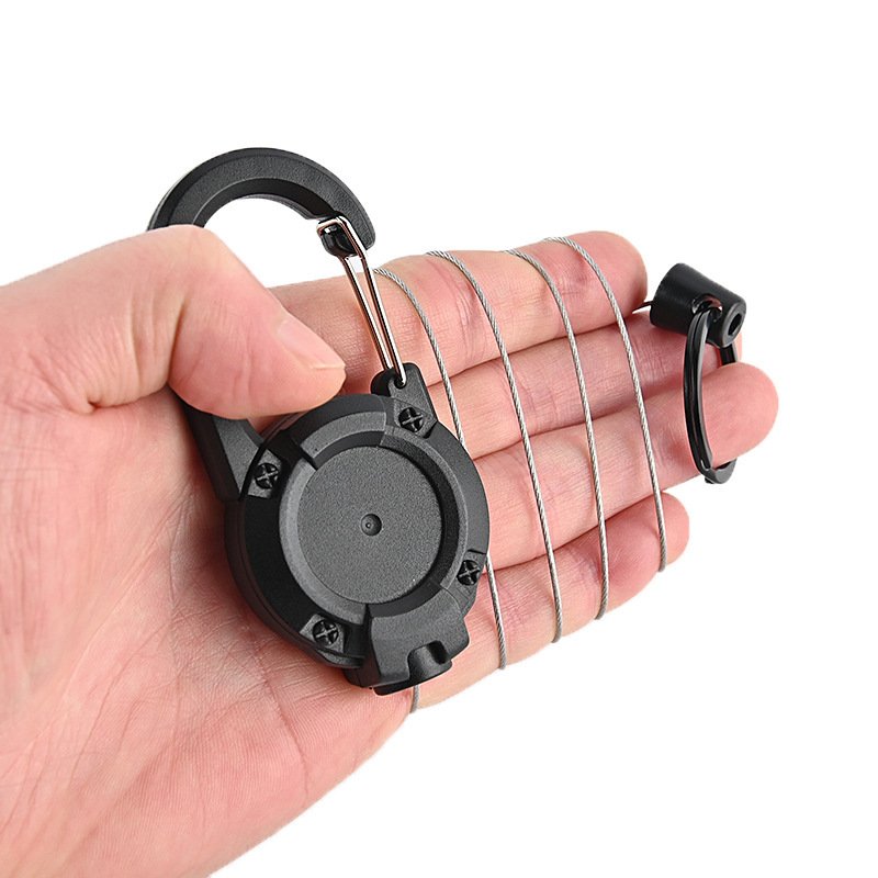 Retractable Reel Clip Keychain Heavy Duty Steel Wire Badge Holder ID Keyring for Outdoor Climbing