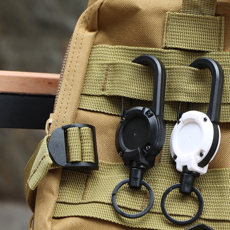 Retractable Reel Clip Keychain Heavy Duty Steel Wire Badge Holder ID Keyring for Outdoor Climbing