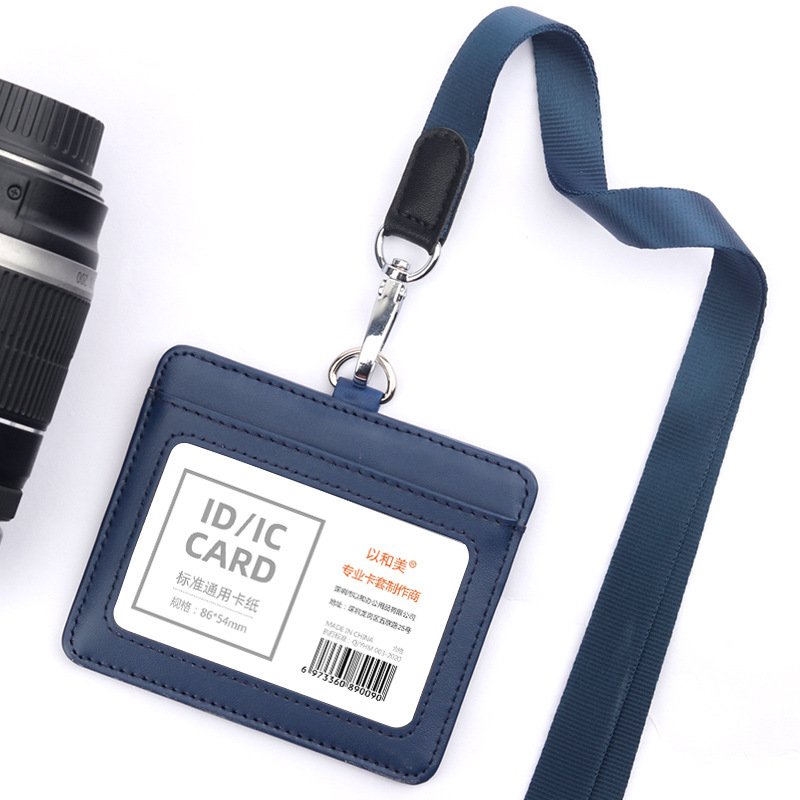 Custom Work ID Card Holder Leather Retractable Badge Holder