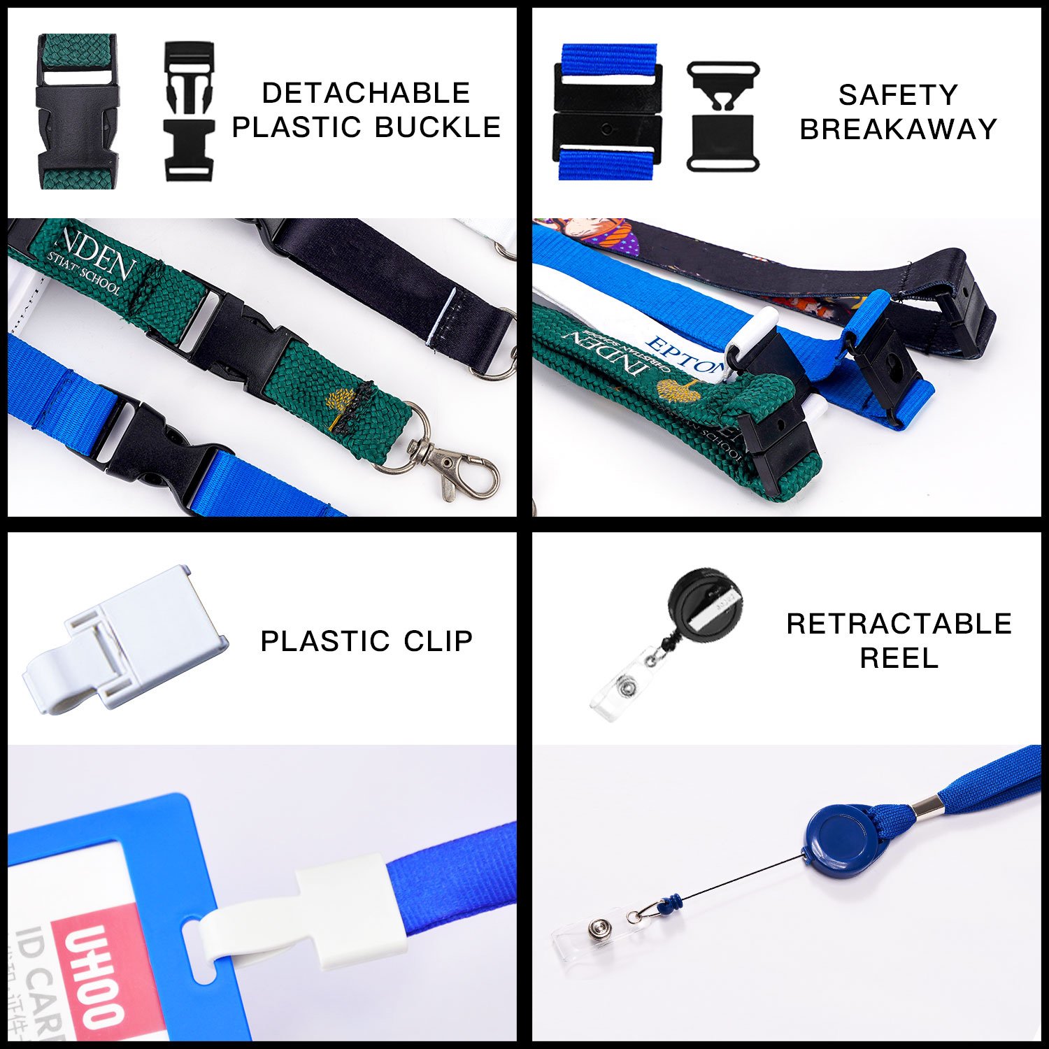Wholesale Price Woven Rope Lanyard UV Silk Screen Printing Logo Neck Strap Lanyard Breakaway Strap ID Badge Card Holder Lanyards
