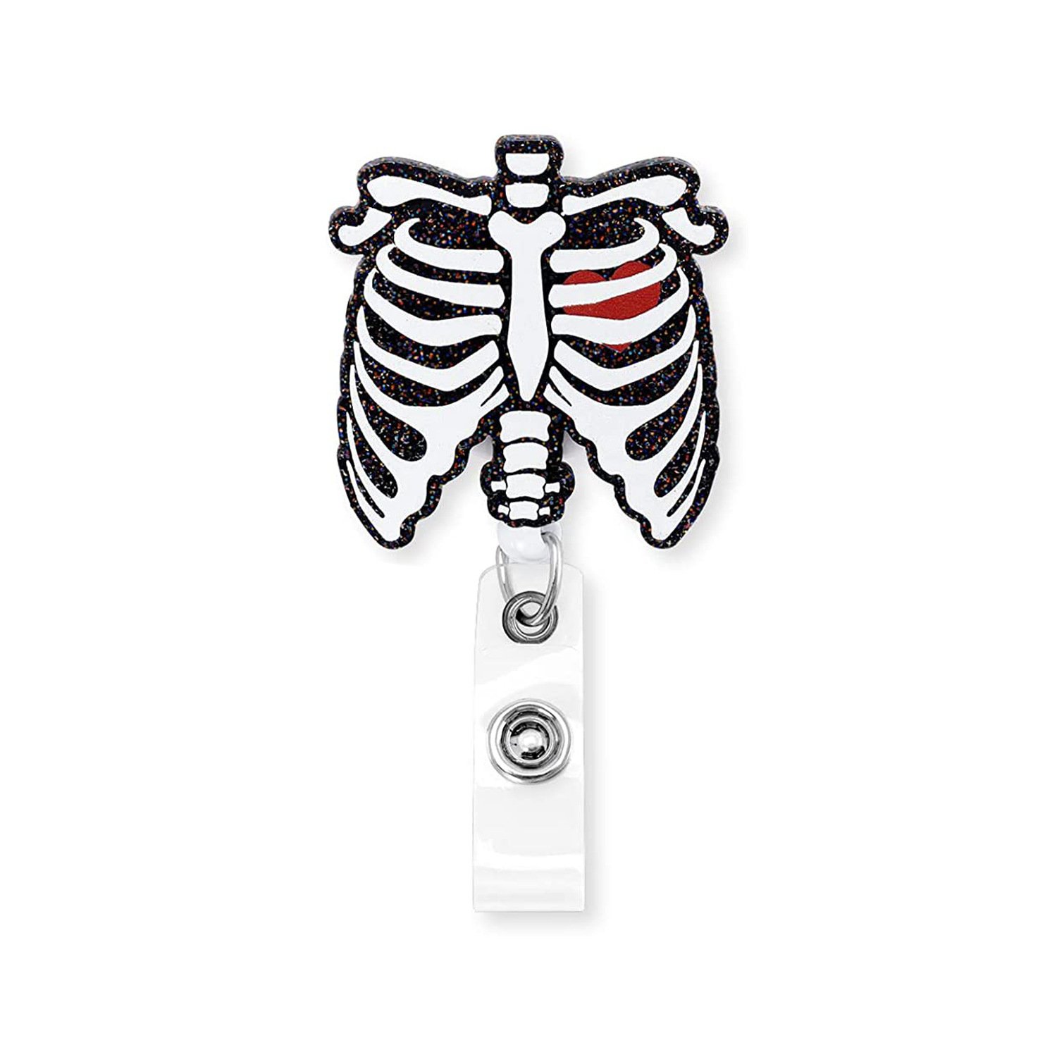 New Skull Retractable ID Card Badge Holder with Alligator Clip