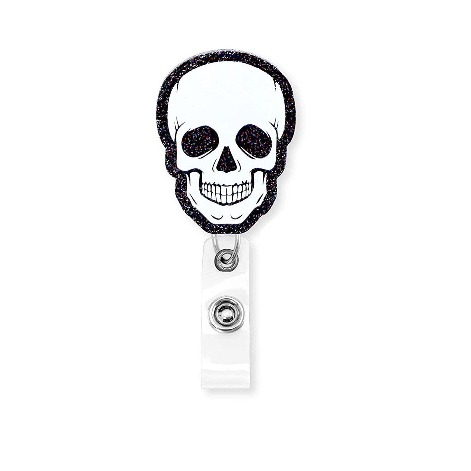 New Skull Retractable ID Card Badge Holder with Alligator Clip