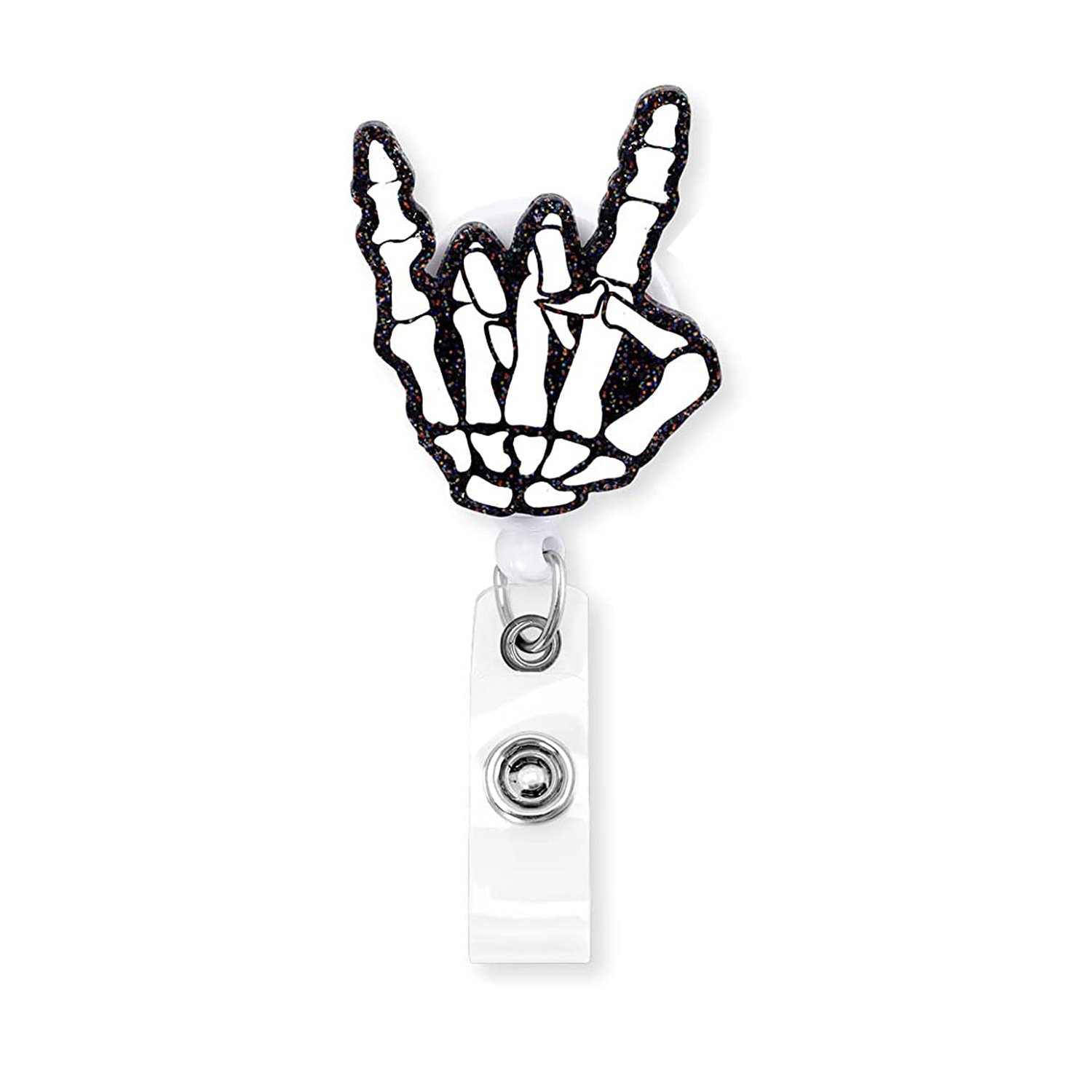 New Skull Retractable ID Card Badge Holder with Alligator Clip