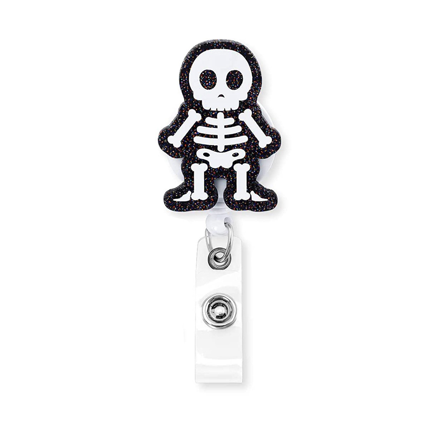 New Skull Retractable ID Card Badge Holder with Alligator Clip