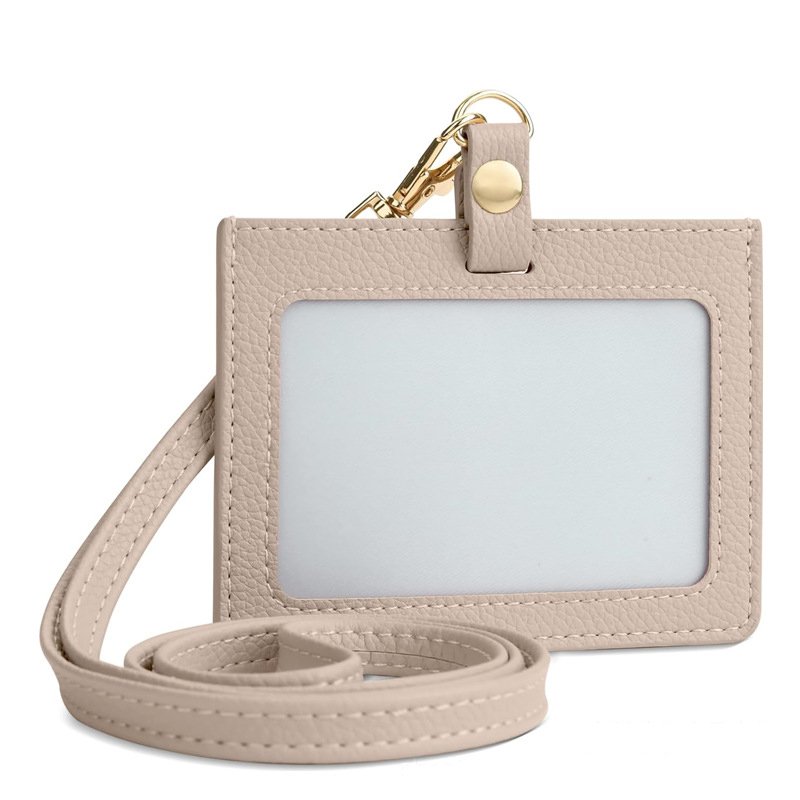 Hot Popular ID Card Holder with Lanyard Durable Leather Card Holder Card Set For Daily Use