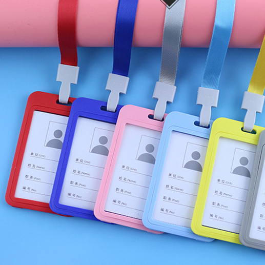 WR Candy Color Identity Badge Lanyard Plastic Work ID Card Bus Holders Work Card Bus Student Card Holder