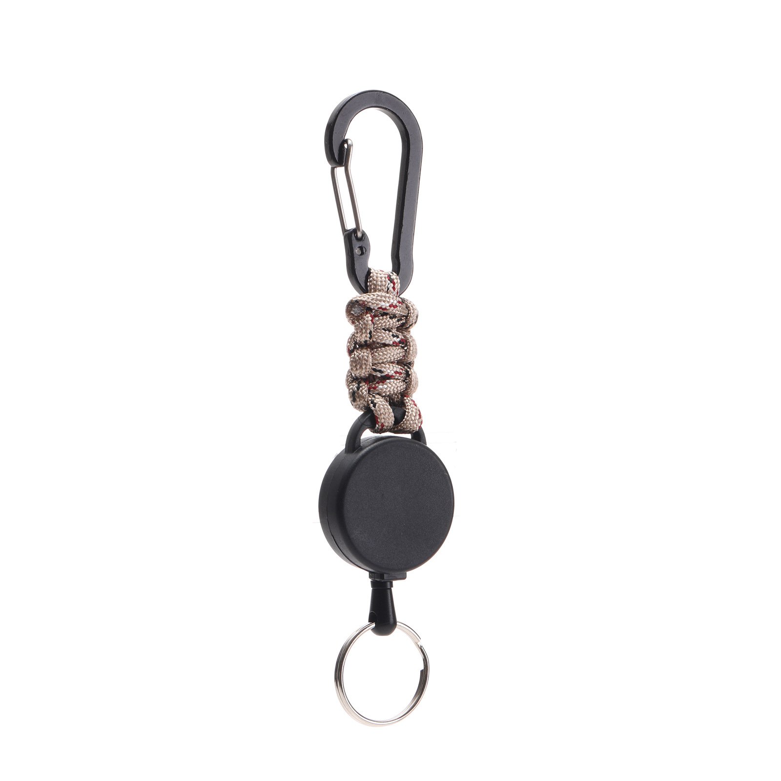 Retractable Telescopic Badge Holder Key Ring Carabiner Keychain with Paracord Rope for Camping & Hiking
