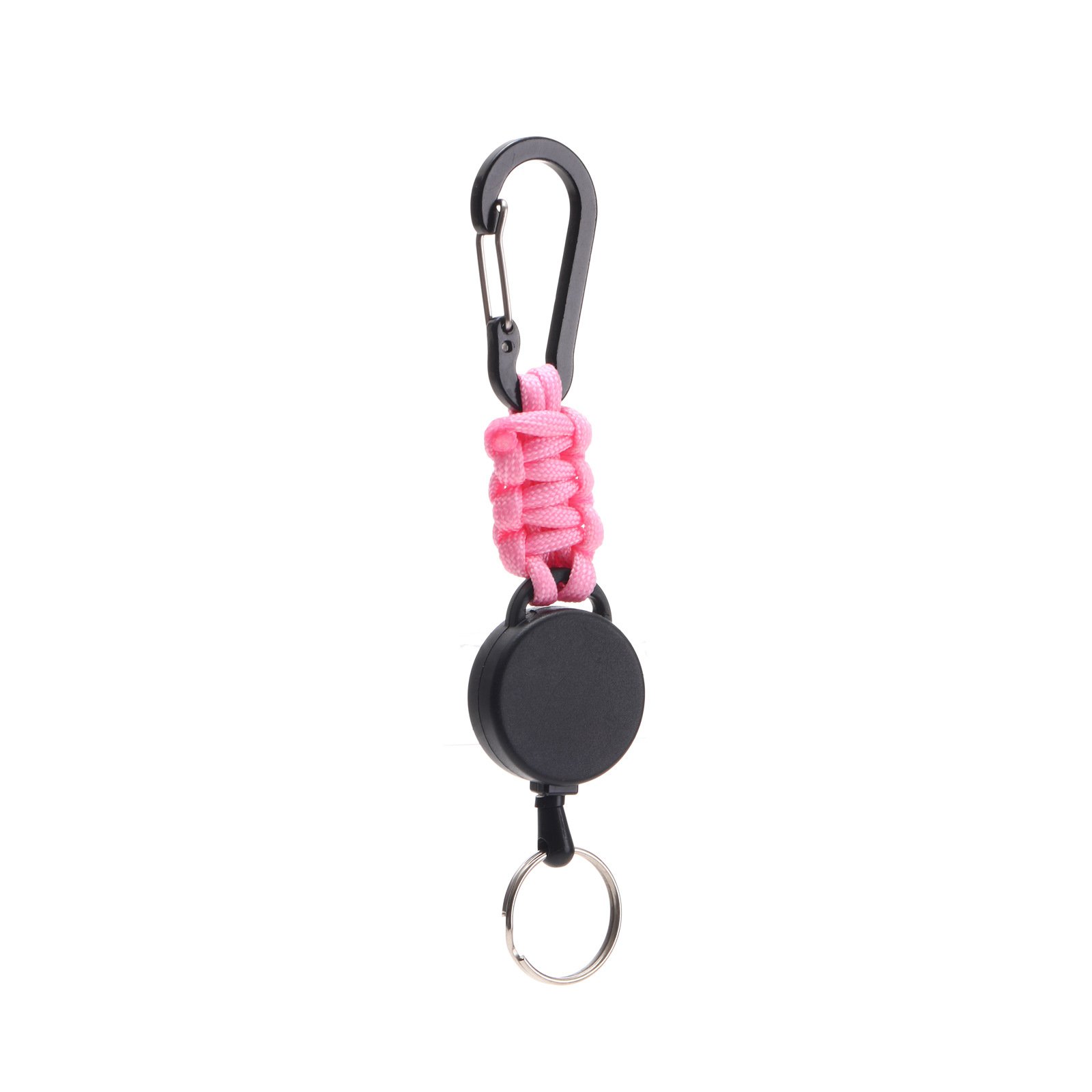 Retractable Telescopic Badge Holder Key Ring Carabiner Keychain with Paracord Rope for Camping & Hiking