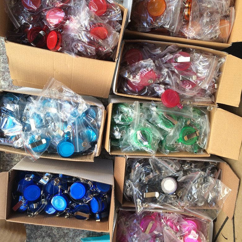 Wholesale Plastic Transparent yoyo ID Reel Badge Multi Color Stock Retractable Pull Reel