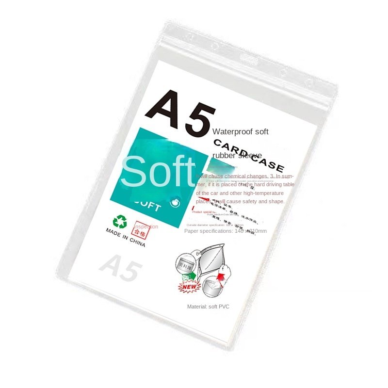 Transparent A6 Horizontal Card Cover Waterproof Soft PVC Card Case with Protective A4 Warehouse Label Bag Badge Holder Accessory