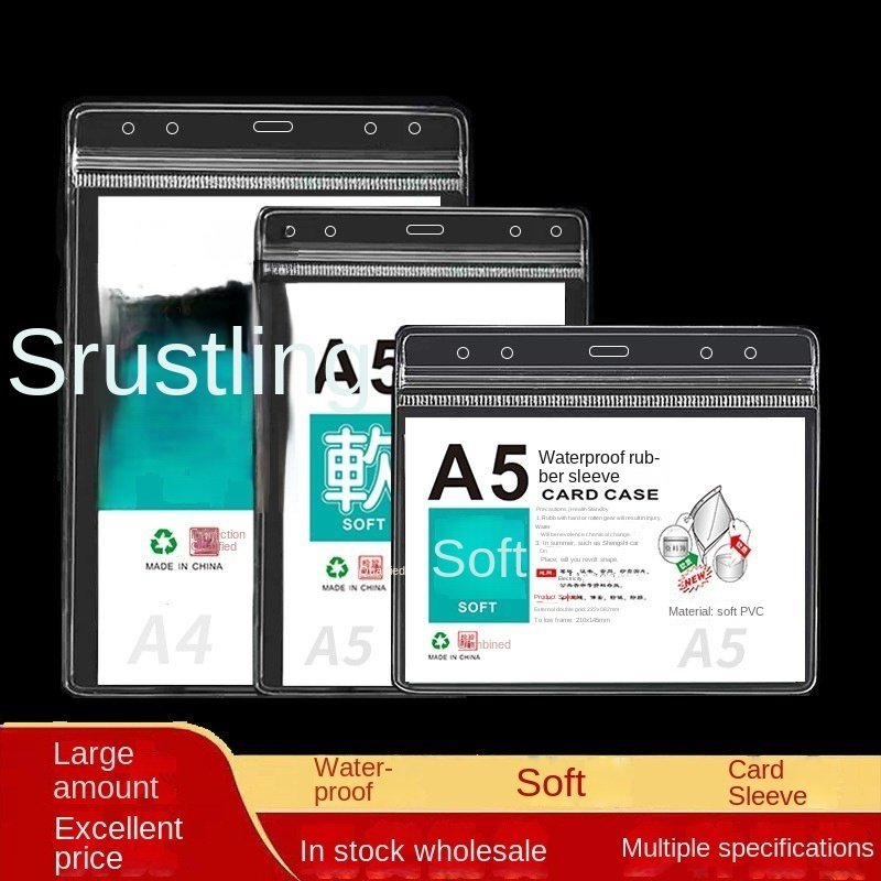 Transparent A6 Horizontal Card Cover Waterproof Soft PVC Card Case with Protective A4 Warehouse Label Bag Badge Holder Accessory