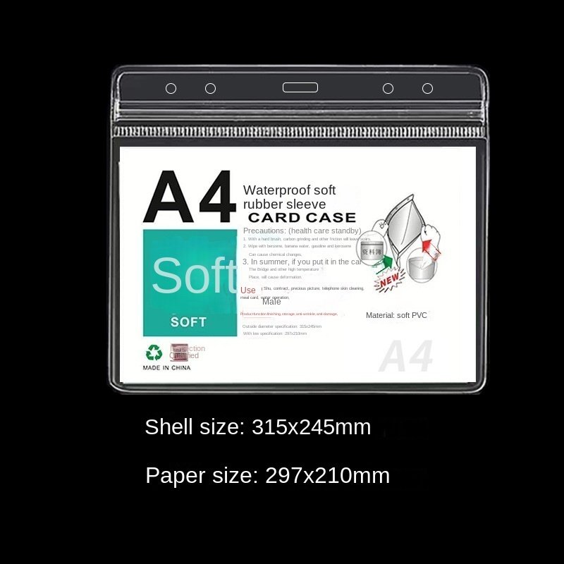 Transparent A6 Horizontal Card Cover Waterproof Soft PVC Card Case with Protective A4 Warehouse Label Bag Badge Holder Accessory