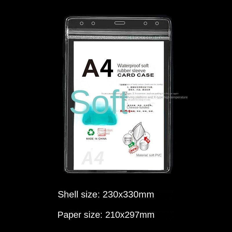 Transparent A6 Horizontal Card Cover Waterproof Soft PVC Card Case with Protective A4 Warehouse Label Bag Badge Holder Accessory