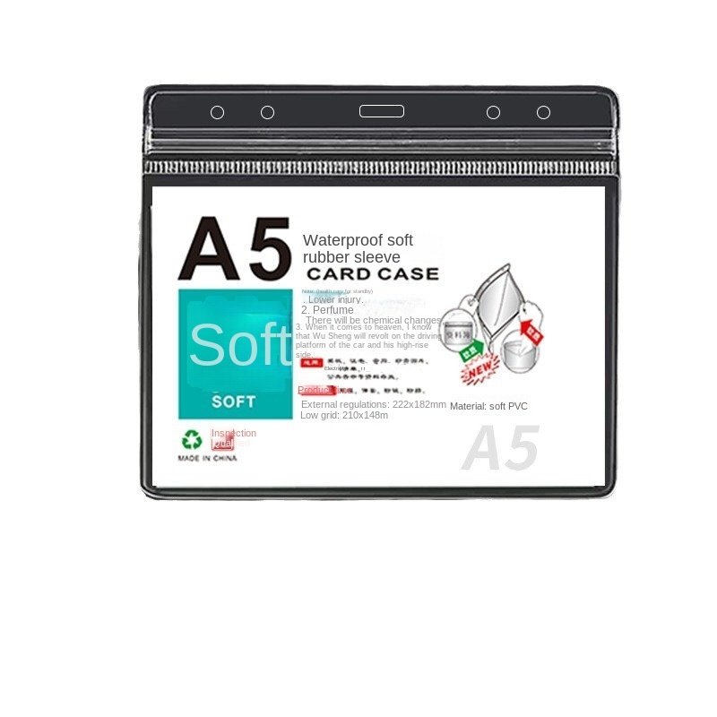 Transparent A6 Horizontal Card Cover Waterproof Soft PVC Card Case with Protective A4 Warehouse Label Bag Badge Holder Accessory