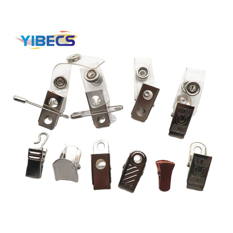 Hot selling Metal Badge Clips with Clear PVC Straps for ID Cards and Badge Holders