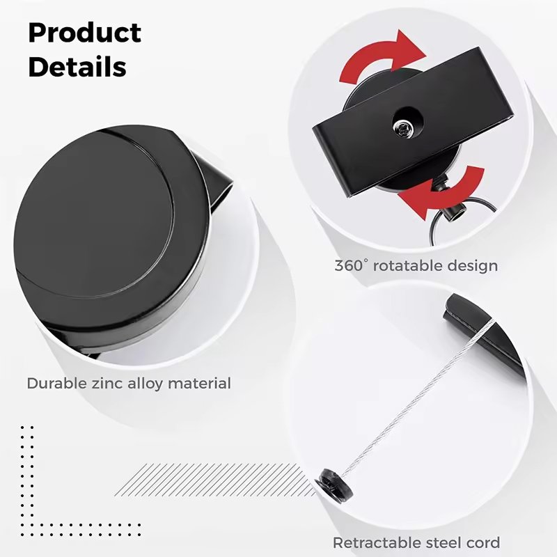 M-018 Heavy Duty Retractable Keychain With 360 Rotating Design Retractable Badge Holder With 27.5" Steel Cord And Key Ring