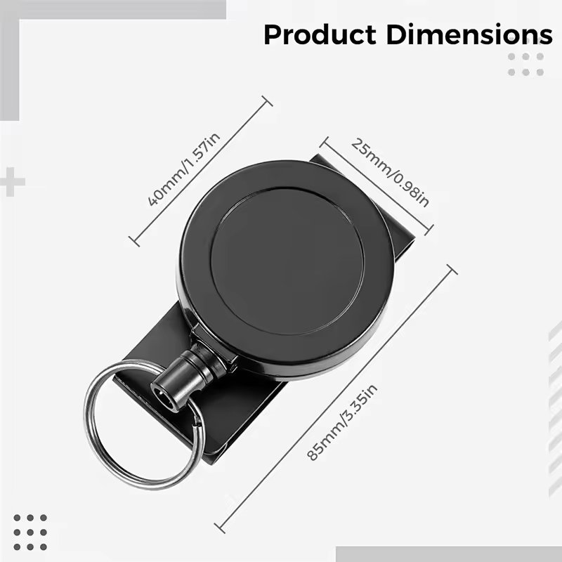 M-018 Heavy Duty Retractable Keychain With 360 Rotating Design Retractable Badge Holder With 27.5" Steel Cord And Key Ring
