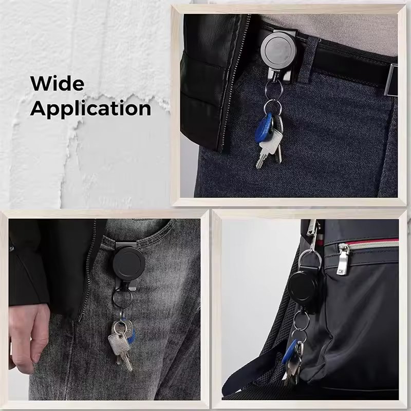 M-018 Heavy Duty Retractable Keychain With 360 Rotating Design Retractable Badge Holder With 27.5" Steel Cord And Key Ring