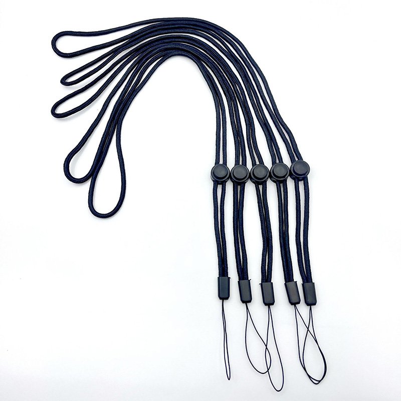 China Adjustable Smartphone Neck Strap ID Name Badge Holder Round String Strap Camera Black Neck Strap Rope USB Sticks Lanyard