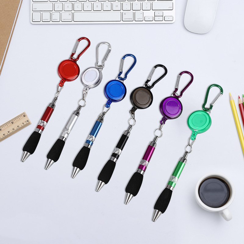 Marker pen/Retractable Badge Reel/Carabiners Handy Retractable Badge Reel Ballpoint Pen Belt Clip Keychain badge pen