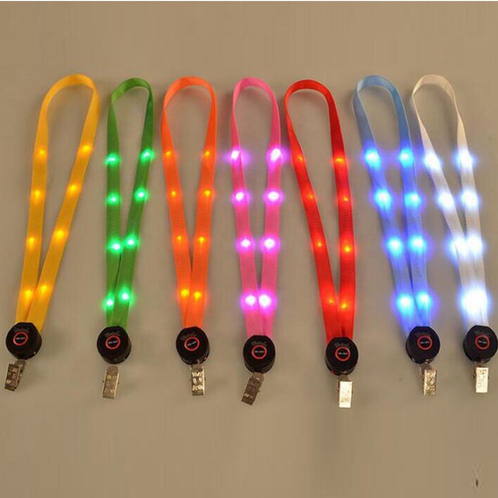 Cheap Promotional Custom Printed LED Flashing Lanyard for card holder