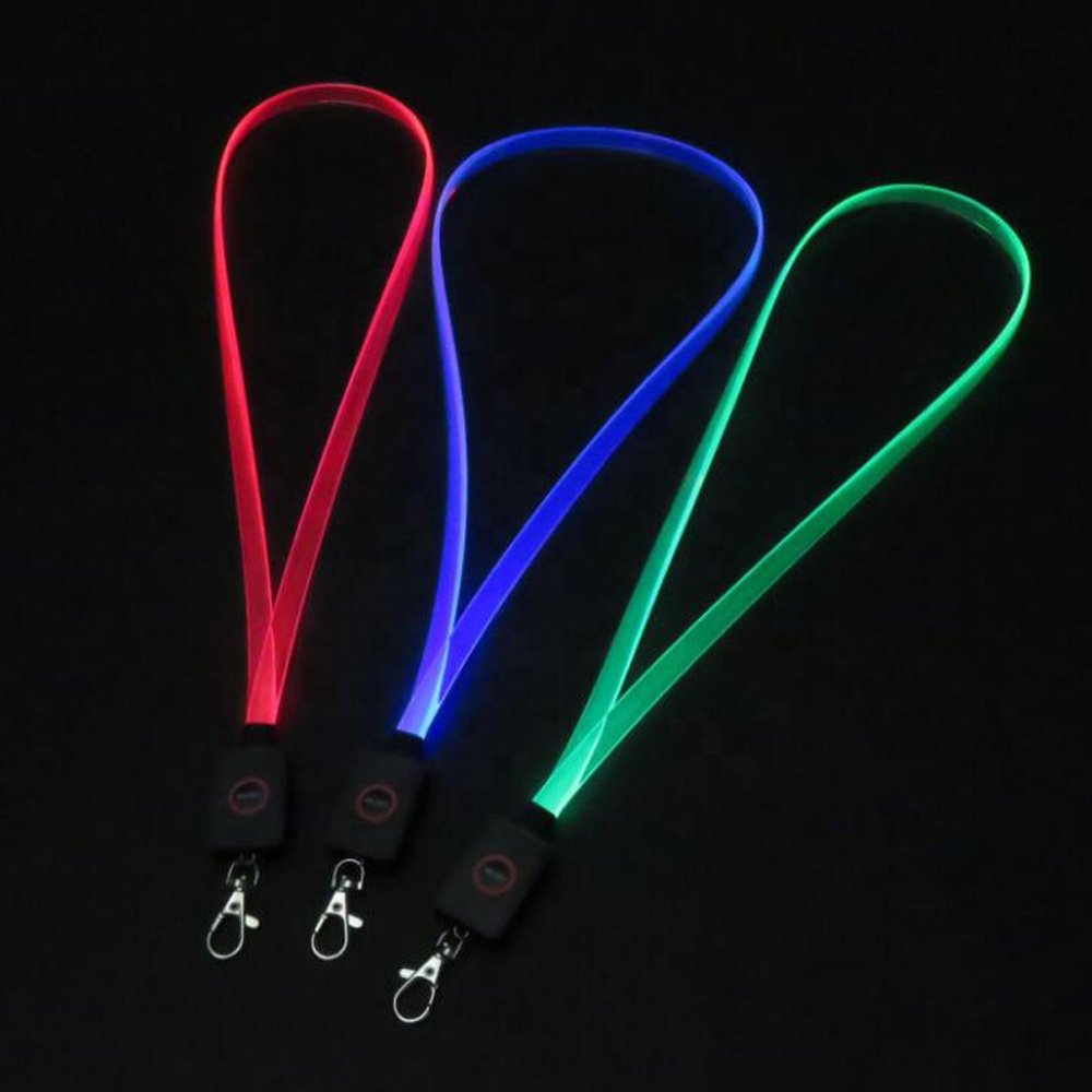Cheap Promotional Custom Printed LED Flashing Lanyard for card holder