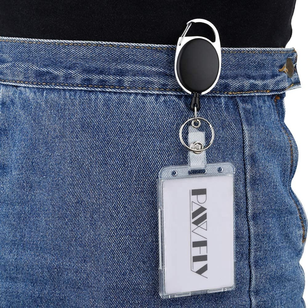 Hard ID Working Bank Card Badge Holder Vertical Transparent Plastic Acrylic ID Credit Card Holder Protector with Thumb Slot