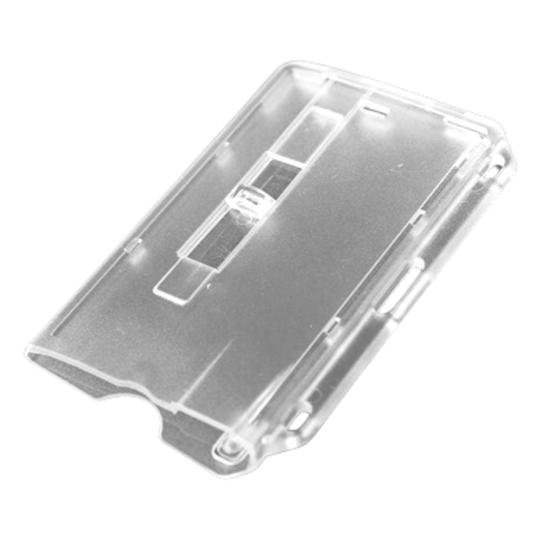 Frosted Polycarbonate Access Card Holder Horizontal Rigid Badge Holder With Clear Extractor Slider