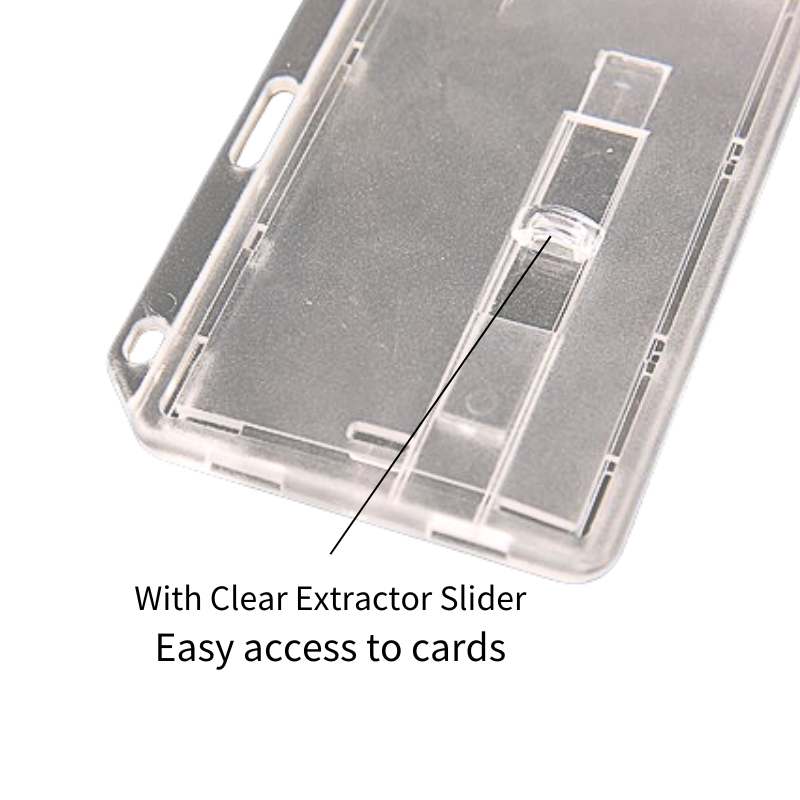 Frosted Polycarbonate Access Card Holder Horizontal Rigid Badge Holder With Clear Extractor Slider