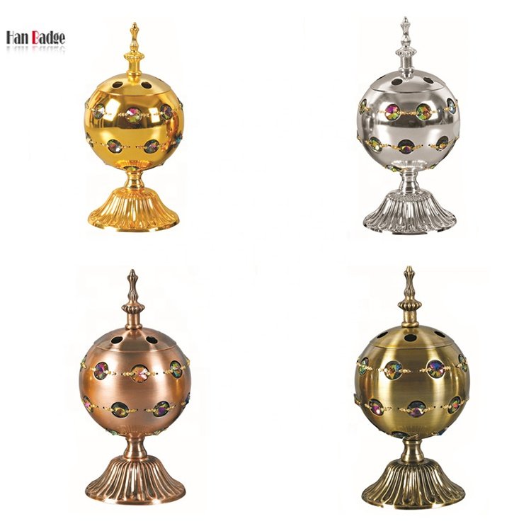 Middle Eastern Metal Incense Bakhoor With Rhinestone
