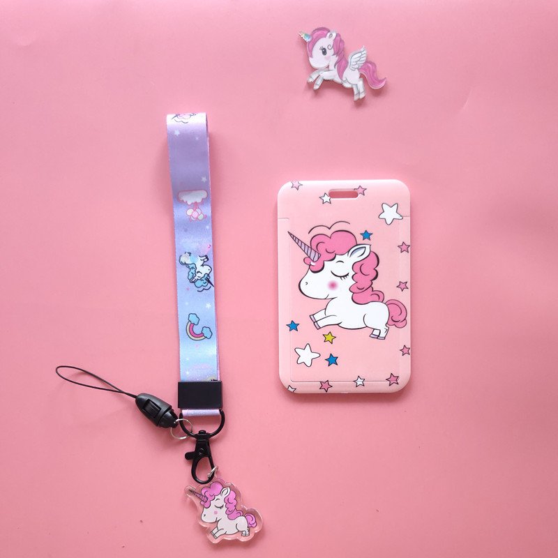 Cute Cartoon ID Card Holder Card Case Badge Necklace Neck Strap polyester Lanyard badge holder accessories for girl