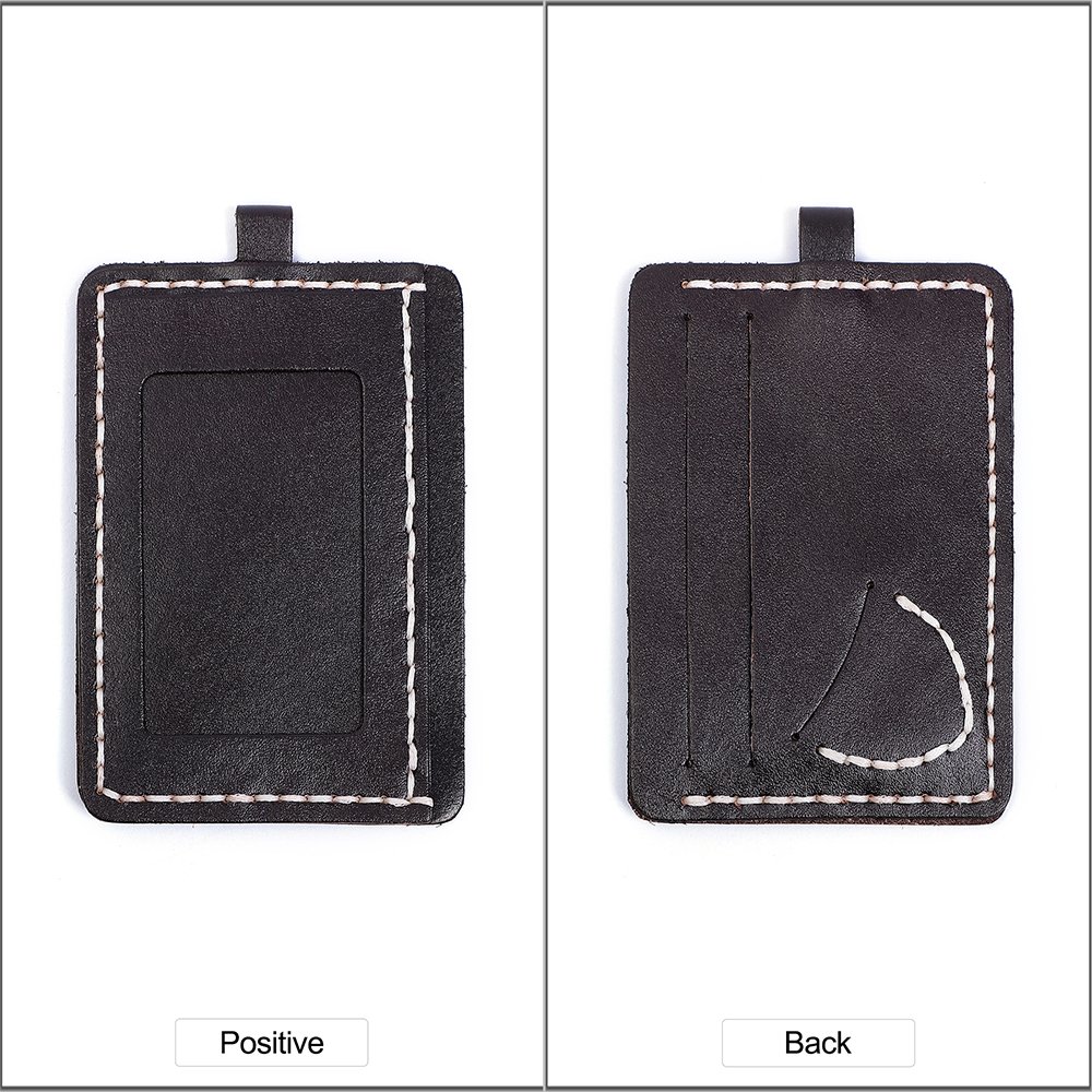 DUJIANG Leather ID Badge Card Money Coin Lanyard Necklace Holder Work Permit Card Holder Fashion Id Badge Case