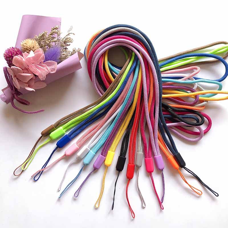Colorful Polyester Braided long Lanyard Strap String neck Lanyard for mobile phone ID Name Tag Badge Holders work card