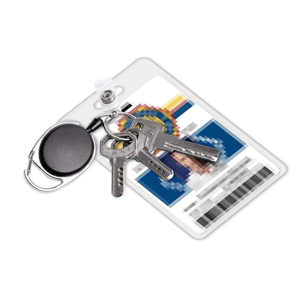 Durable Carabiner Retractable Badge Reel With Back Clip Key Ring ID Card Yoyo Badge Holder Keychain