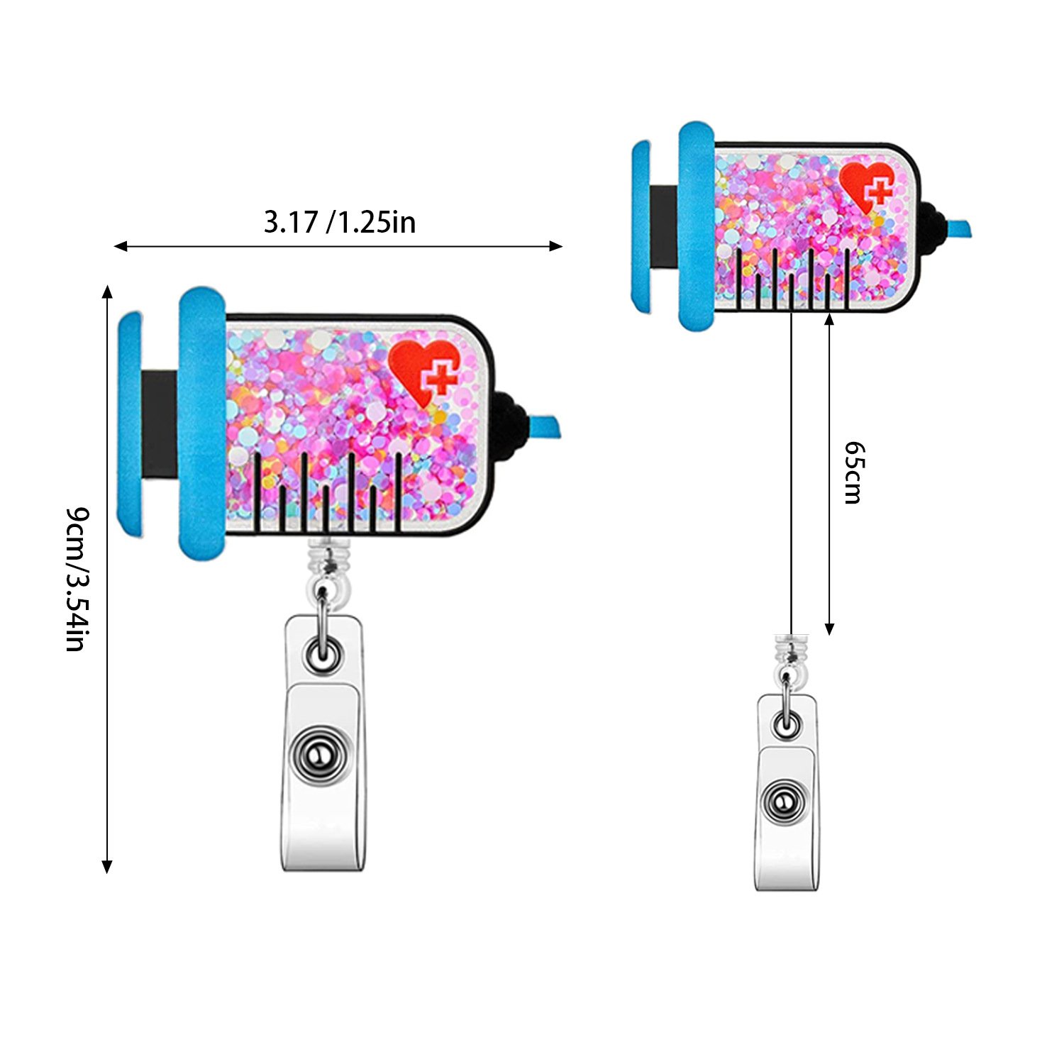 Retractable Glitter Badge Reel Holder Clip for Nurse Doctor Gift Working Card Accessories
