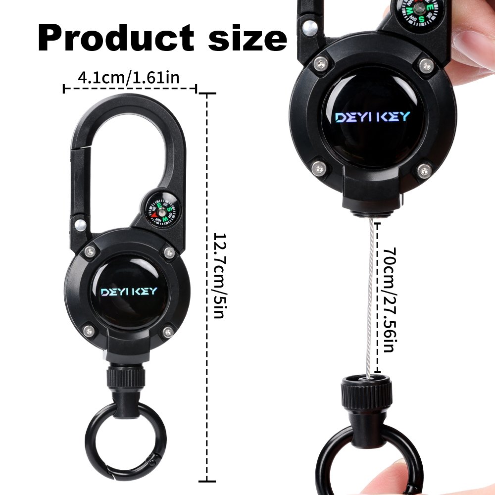 Multifunctional High Stretch Easy To Pull D Hook Stainless Steel Heavy Duty Metal Id Reractable Badge Holder With Carabine Reel
