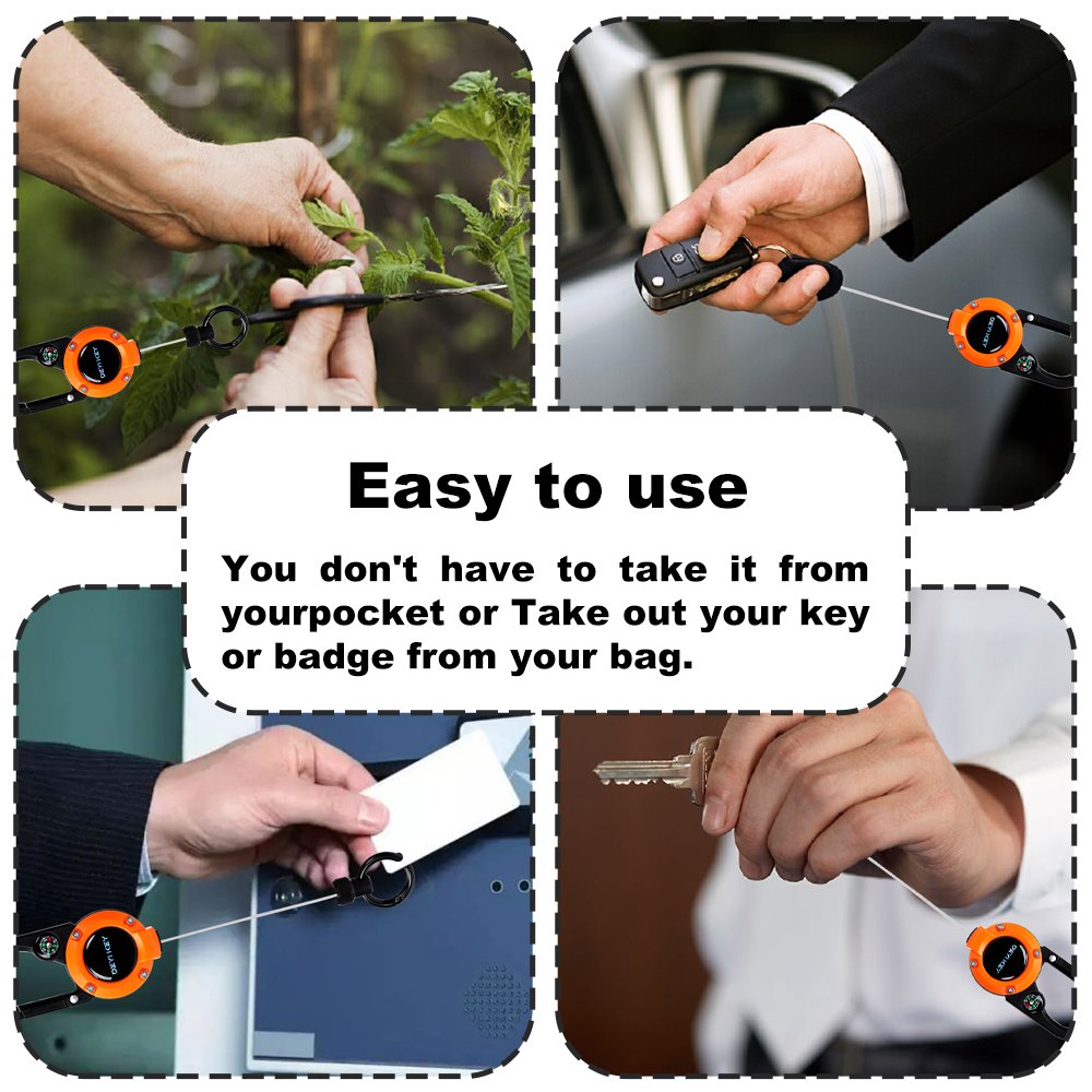 Multifunctional High Stretch Easy To Pull D Hook Stainless Steel Heavy Duty Metal Id Reractable Badge Holder With Carabine Reel