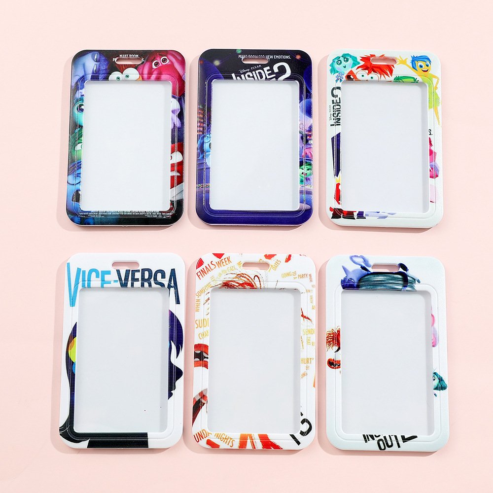 Inside Out 2 Cute Card Case Id Badge Holder Keychain Kids Key Holder Key Rings Gifts Anime Cartoon
