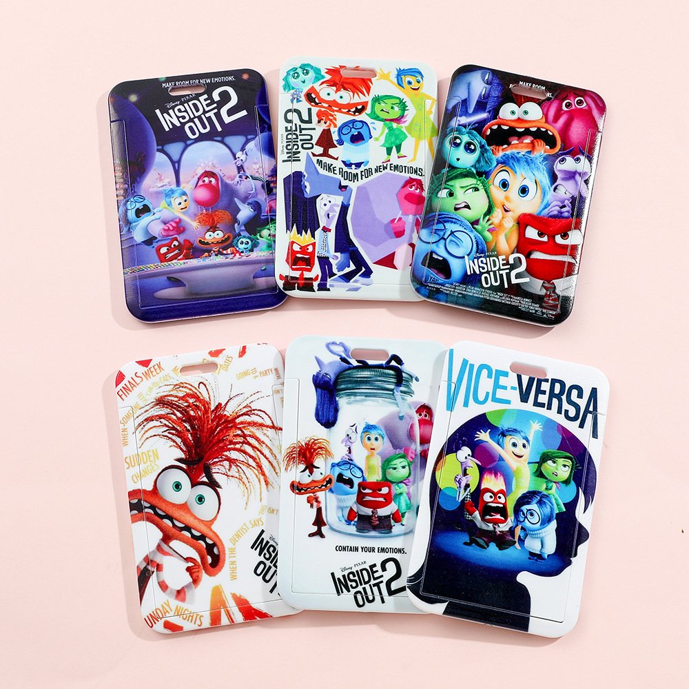 Inside Out 2 Cute Card Case Id Badge Holder Keychain Kids Key Holder Key Rings Gifts Anime Cartoon