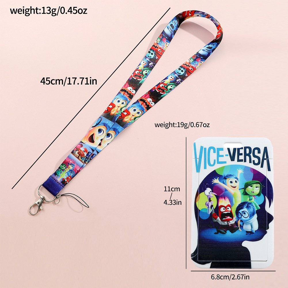 Inside Out 2 Cute Card Case Id Badge Holder Keychain Kids Key Holder Key Rings Gifts Anime Cartoon