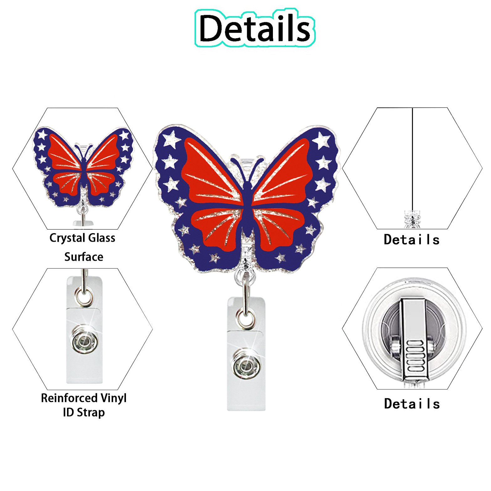 New Independence Day Flag Acrylic Retractable Badge Reel with Clip ID Name Card Badge Holder Festival Nurse Student Accessories
