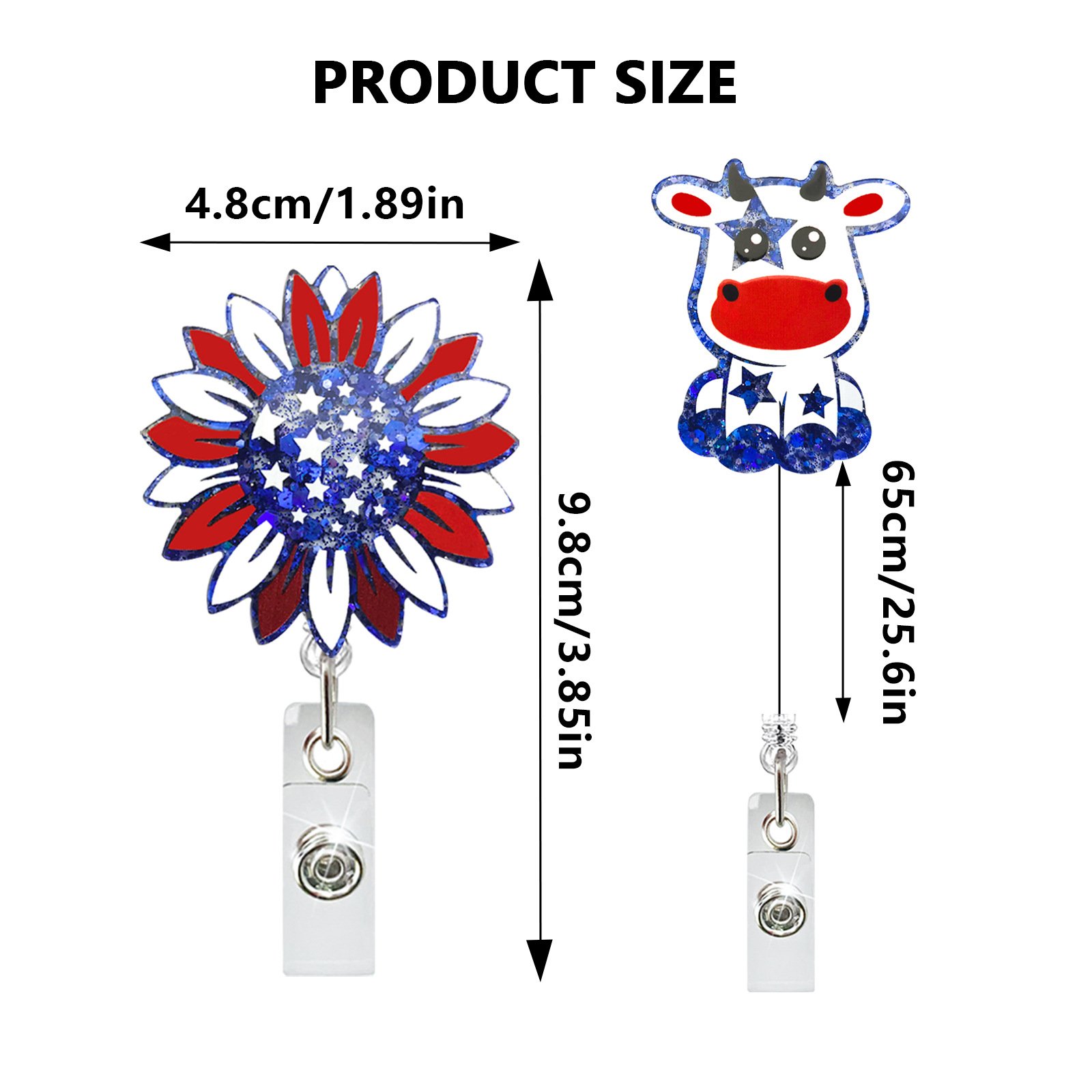 New Independence Day Flag Acrylic Retractable Badge Reel with Clip ID Name Card Badge Holder Festival Nurse Student Accessories