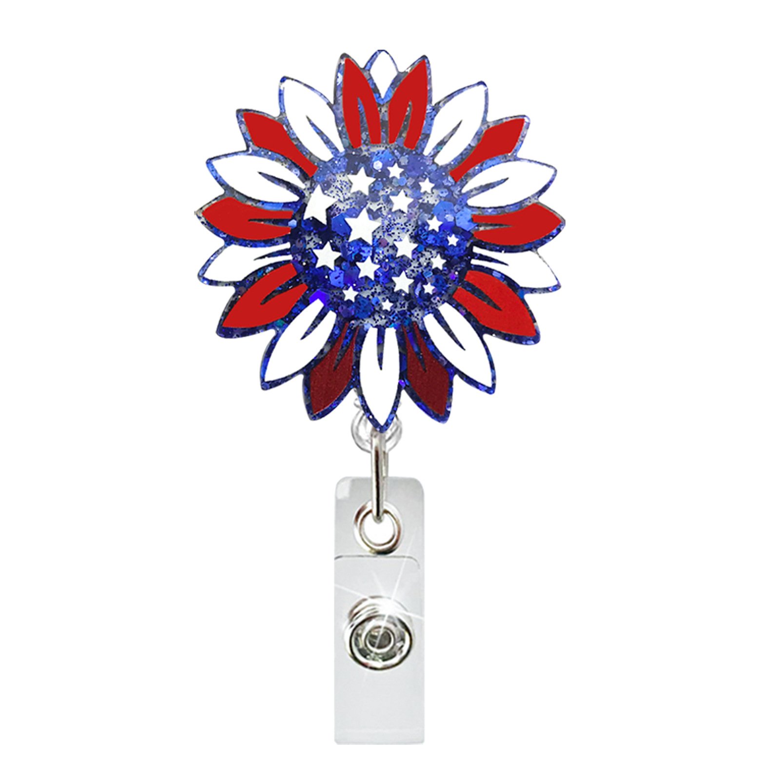 New Independence Day Flag Acrylic Retractable Badge Reel with Clip ID Name Card Badge Holder Festival Nurse Student Accessories